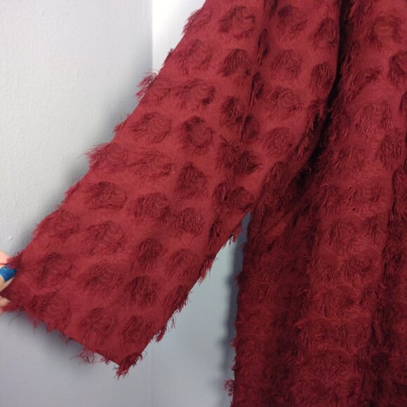 Dennis Basso Jacquard Topper Wine Red-Snap Closure Size Large Eyelash Design - Picture 4 of 12